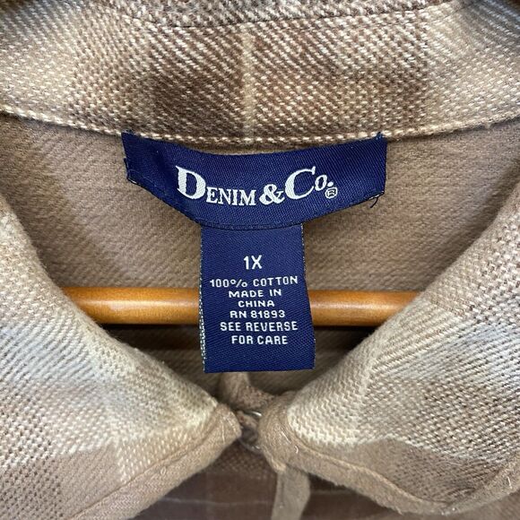 Denim & Co Plaid Button Down Jacket Coat Women's 1X - Picture 7 of 8